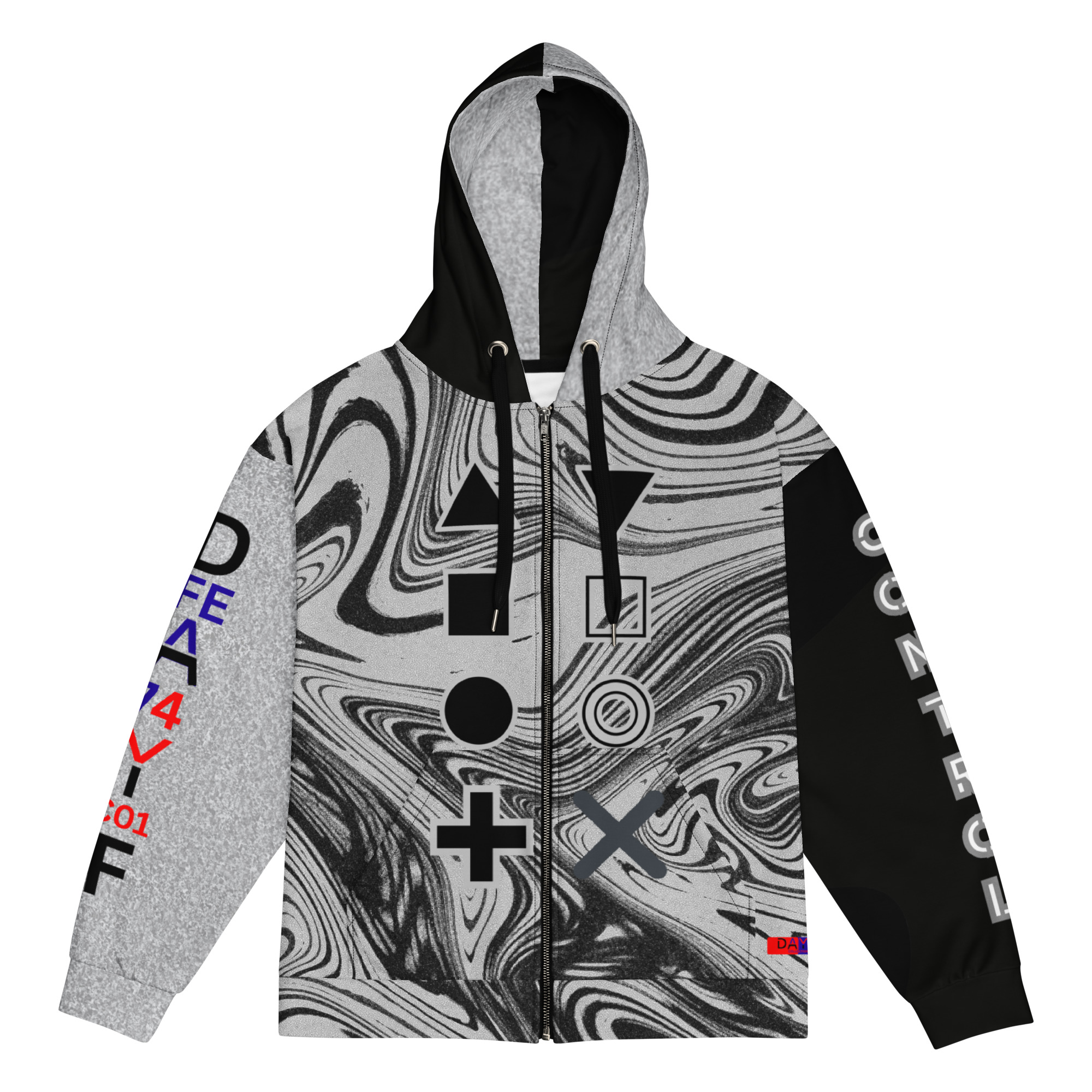 Original Dayf Control Series Number 1 Unisex Zip Hoodie Allover Control – Bild 3
