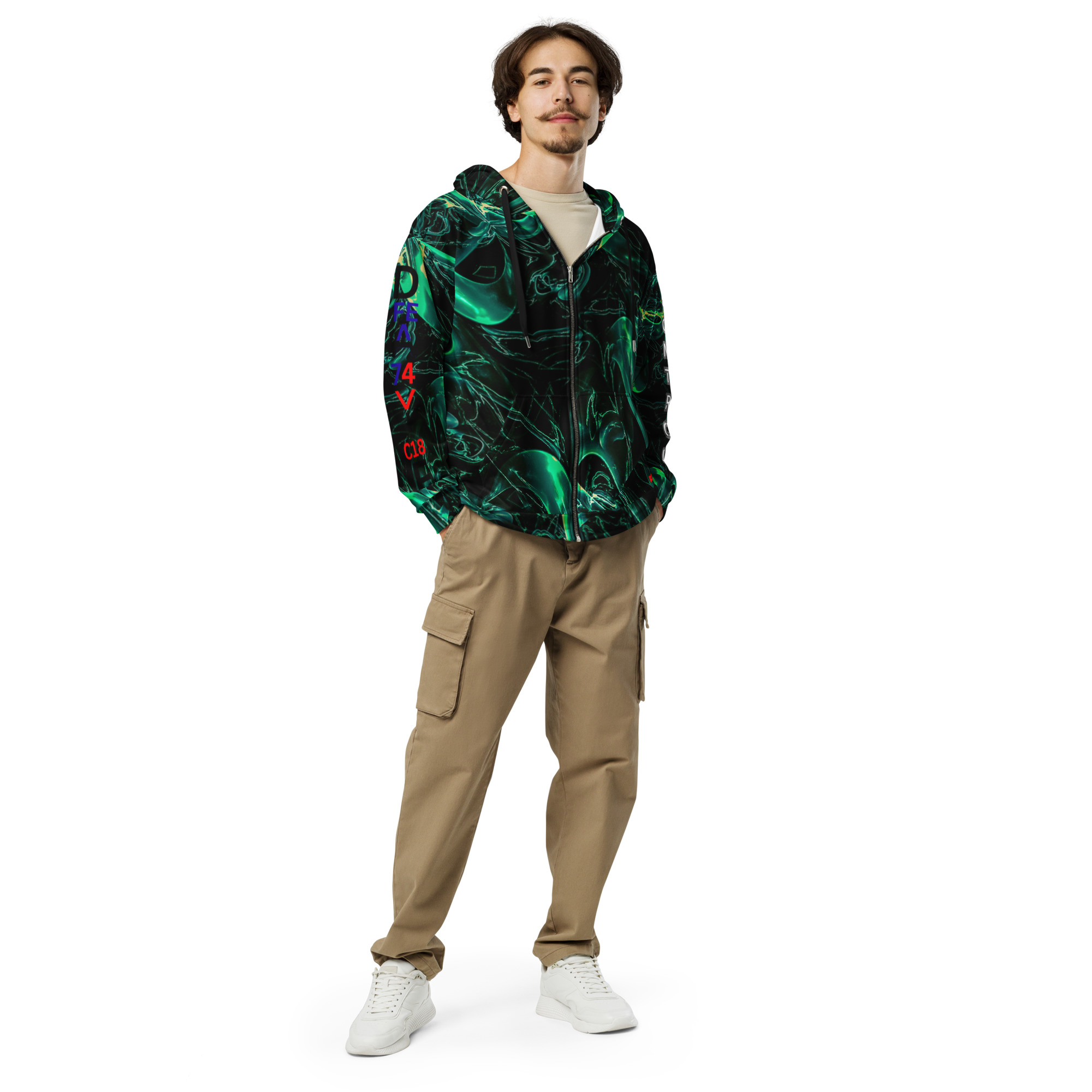 Original Dayf Control Series Number 18 Unisex Zip Hoodie Allover Control – Bild 5