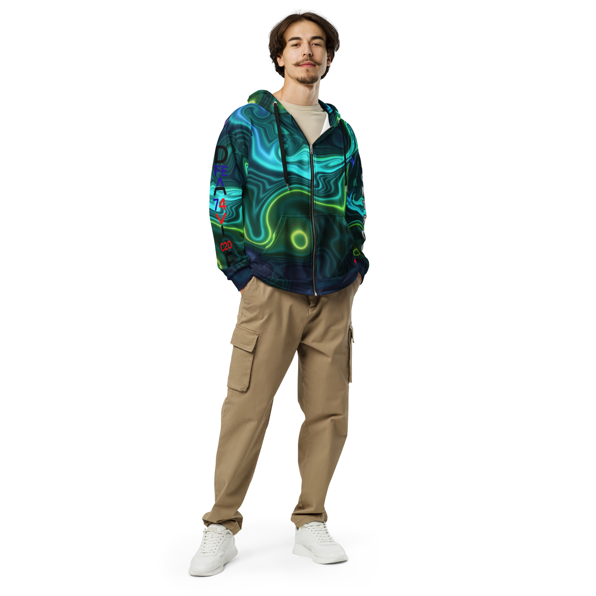 Original Dayf Control Series Number 20 Unisex Zip Hoodie Allover Control – Bild 5