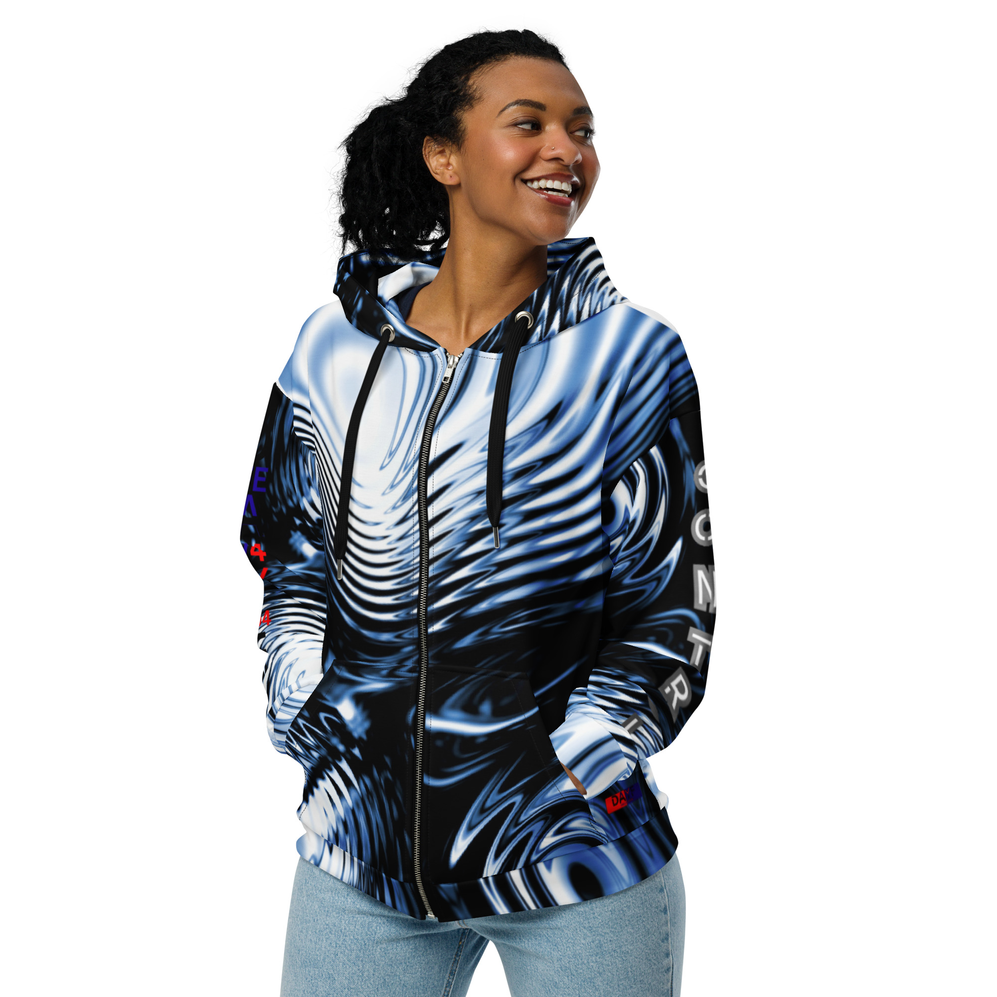 Original Dayf Serie Control Numero 4 Sweat a capuche zippe unisexe Allover Control – Bild 7