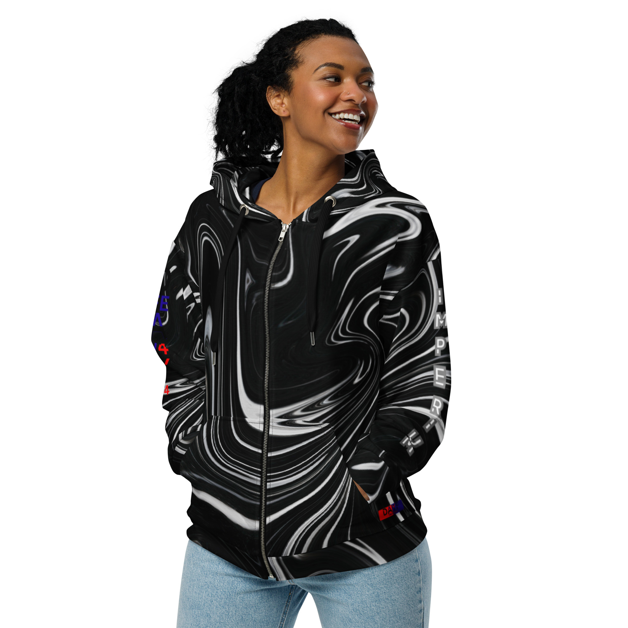 Original Dayf ES Imperium Serie Numero 4 Sudadera con capucha y cremallera unisex Allover Imperium – Bild 7