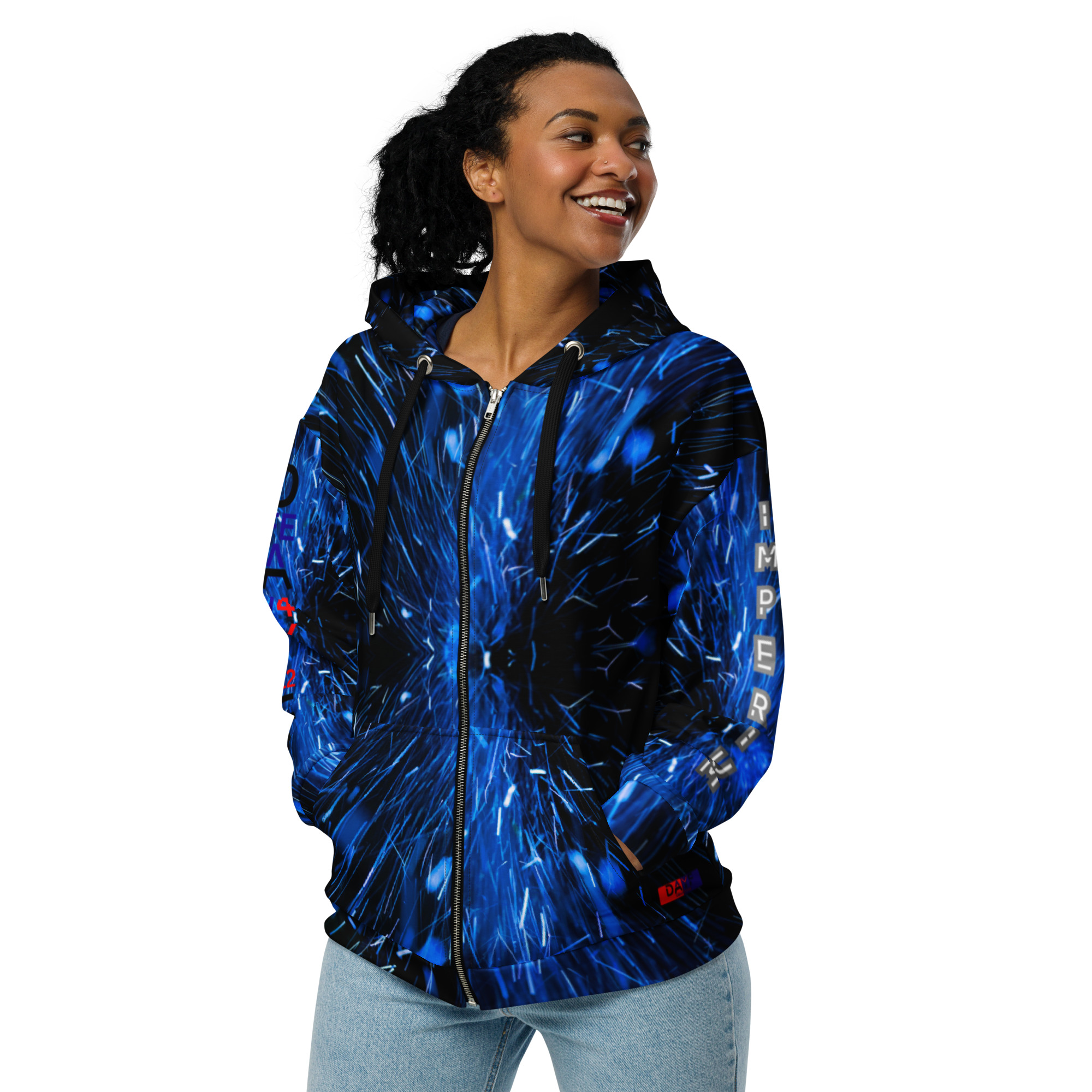 Original Dayf ES Imperium Serie Numero 12 Sudadera con capucha y cremallera unisex Allover Imperium – Bild 7