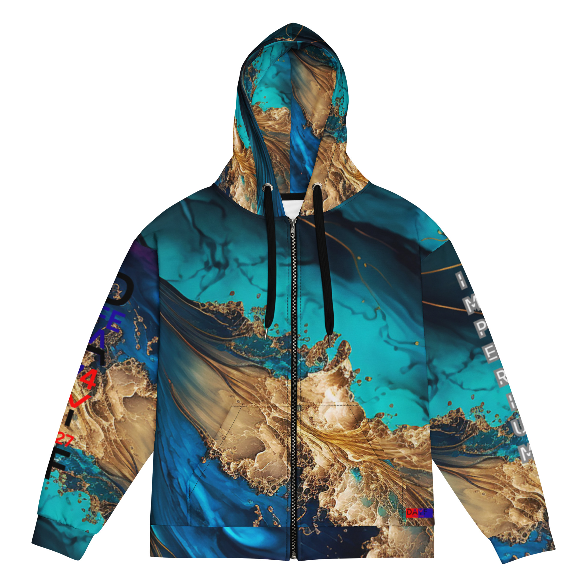 Original Dayf FR Imperium Serie Numero 27 Sweat a capuche zippe unisexe Allover Imperium – Bild 3