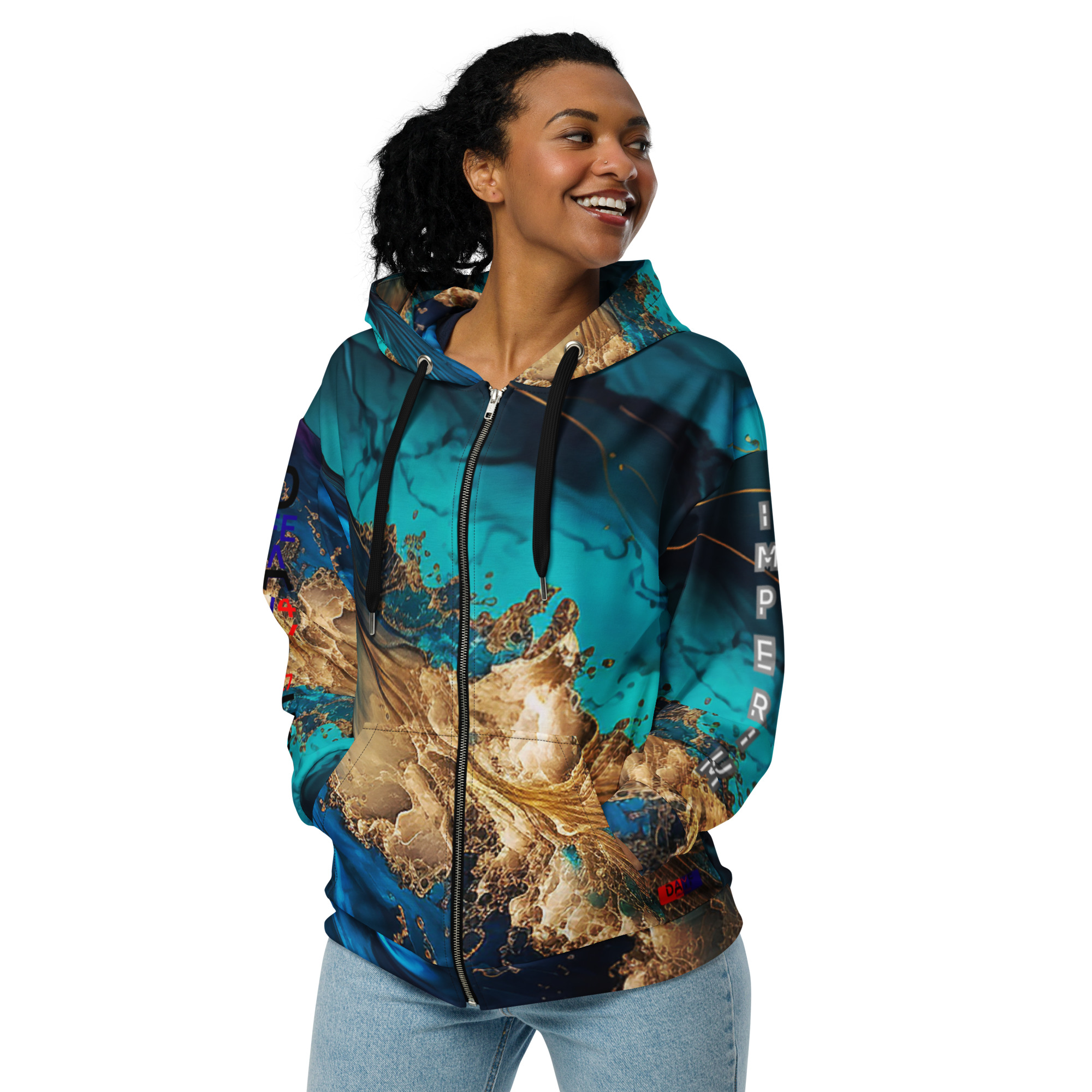 Original Dayf FR Imperium Serie Numero 27 Sweat a capuche zippe unisexe Allover Imperium – Bild 7