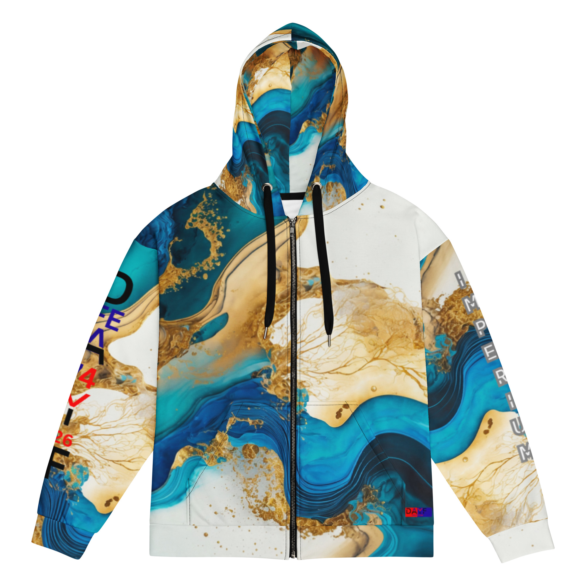 Original Dayf ES Imperium Serie Numero 26 Sudadera con capucha y cremallera unisex Allover Imperium – Bild 3