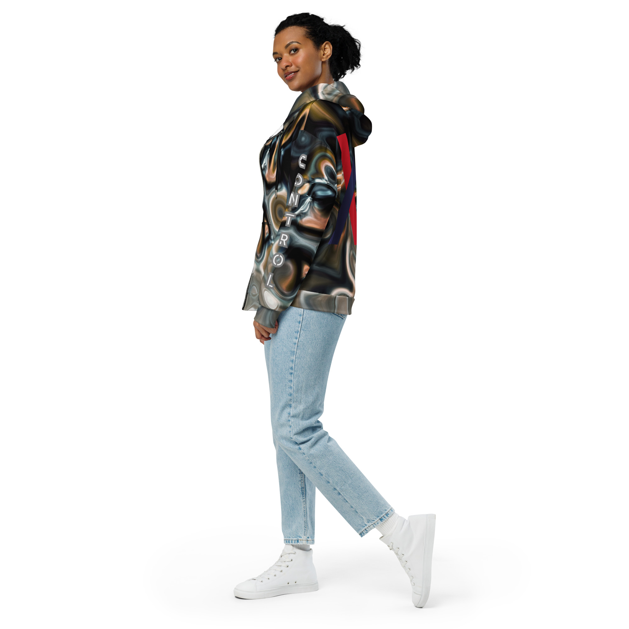 Original Dayf ES Control Serie Numero 6 Sudadera con capucha y cremallera unisex Allover Control – Bild 8