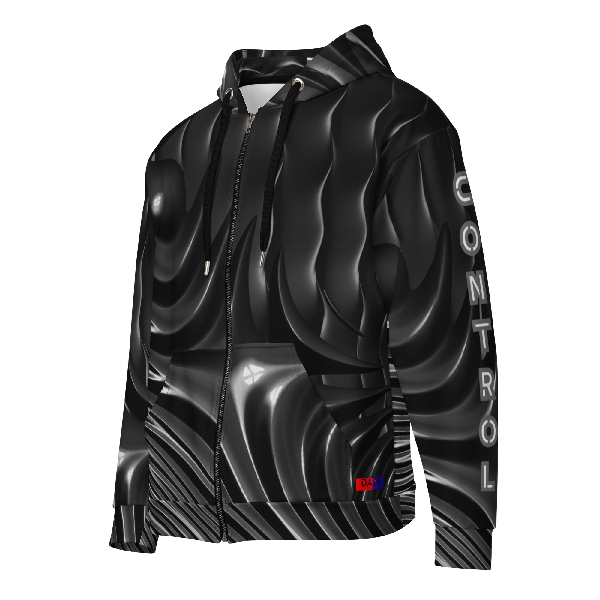 Dayf allover zip hoodie front print with the word Control series number 9