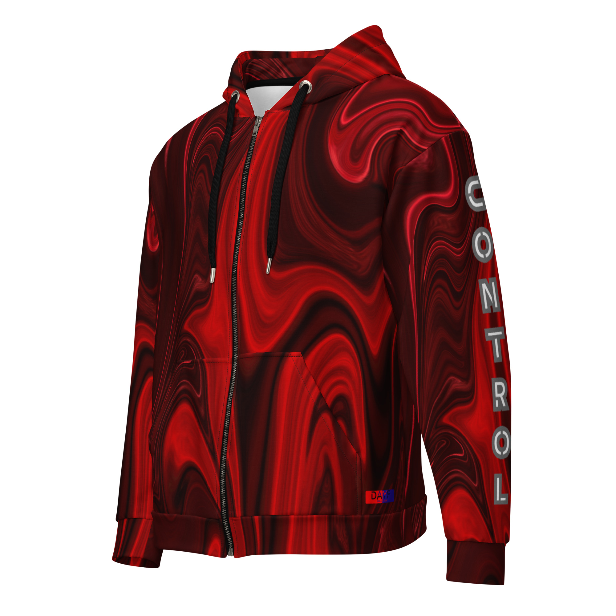 Dayf allover zip hoodie front print with the word Control series number 23
