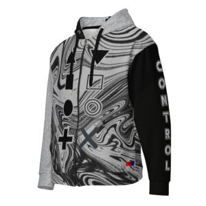 Dayf allover zip hoodie front print with the word Control series number 1