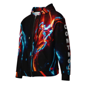 Dayf allover zip hoodie with the word Control series number 22