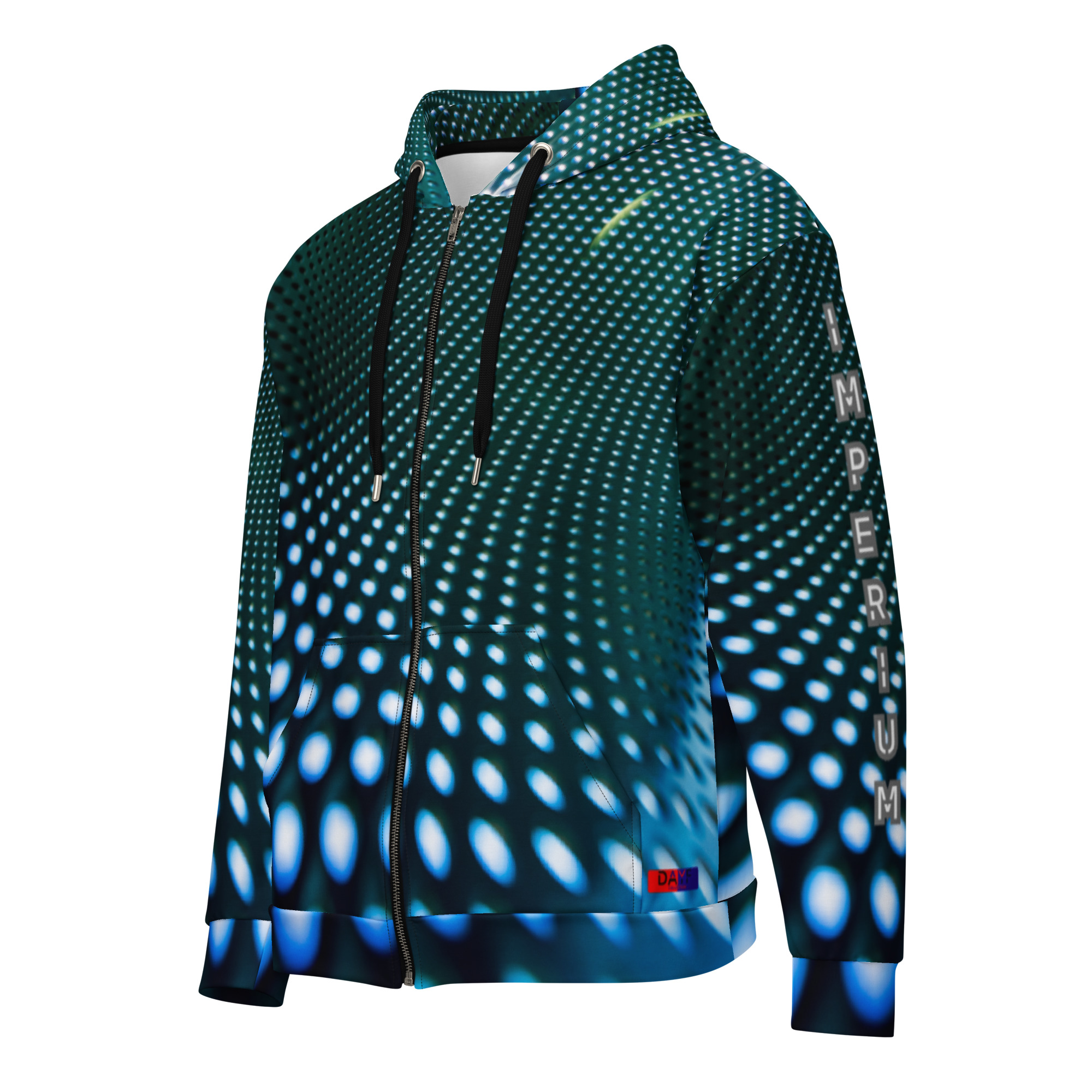 Dayf ES sudadera con cremallera allover con la palabra Imperium Serie Numero 15