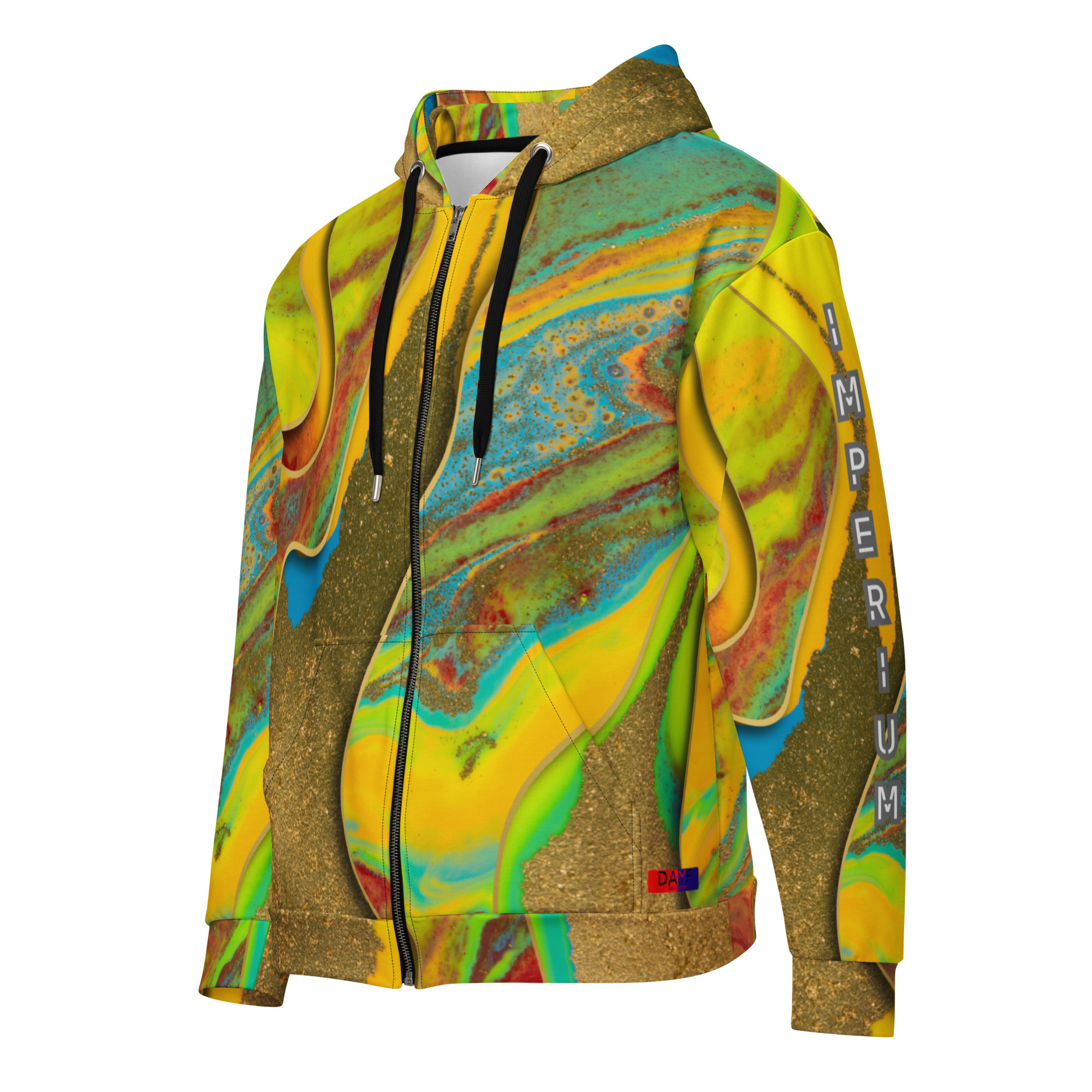 Dayf DE Zip Hoodie Allover mit dem Wort Imperium Serie Numero 21