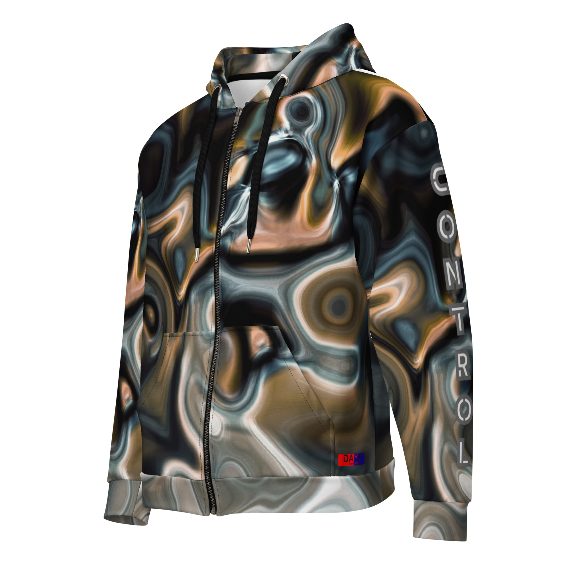 Dayf ES sudadera con cremallera allover con la palabra Control Serie Numero 6