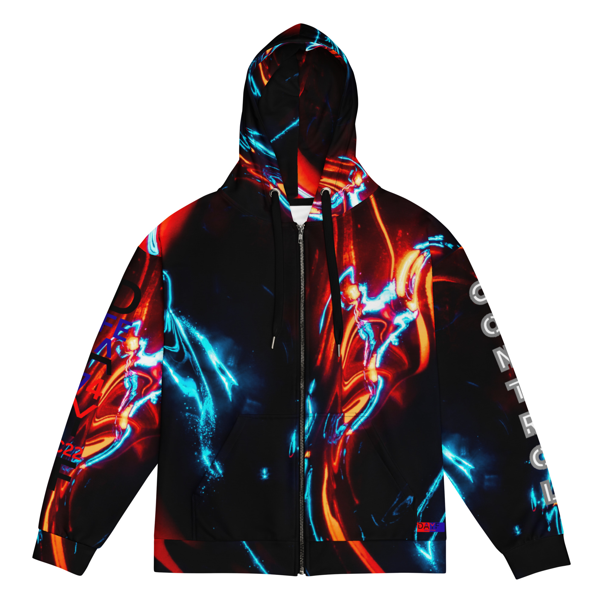 Original Dayf ES Control Serie Numero 22 Sudadera con capucha y cremallera unisex Allover Control – Bild 3