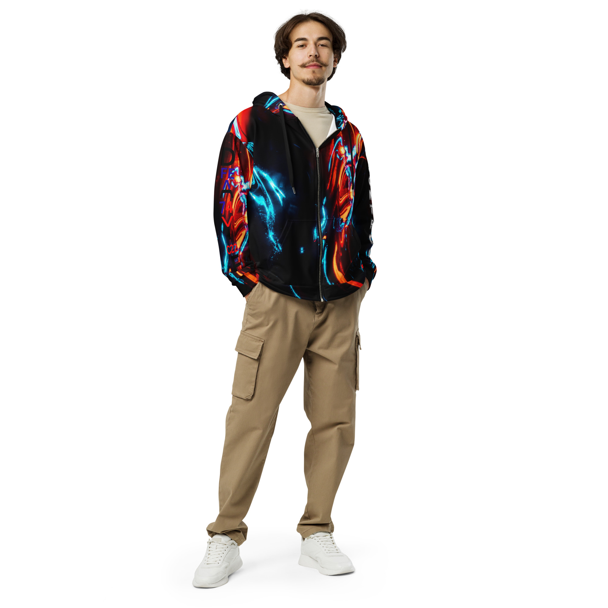 Original Dayf ES Control Serie Numero 22 Sudadera con capucha y cremallera unisex Allover Control – Bild 5