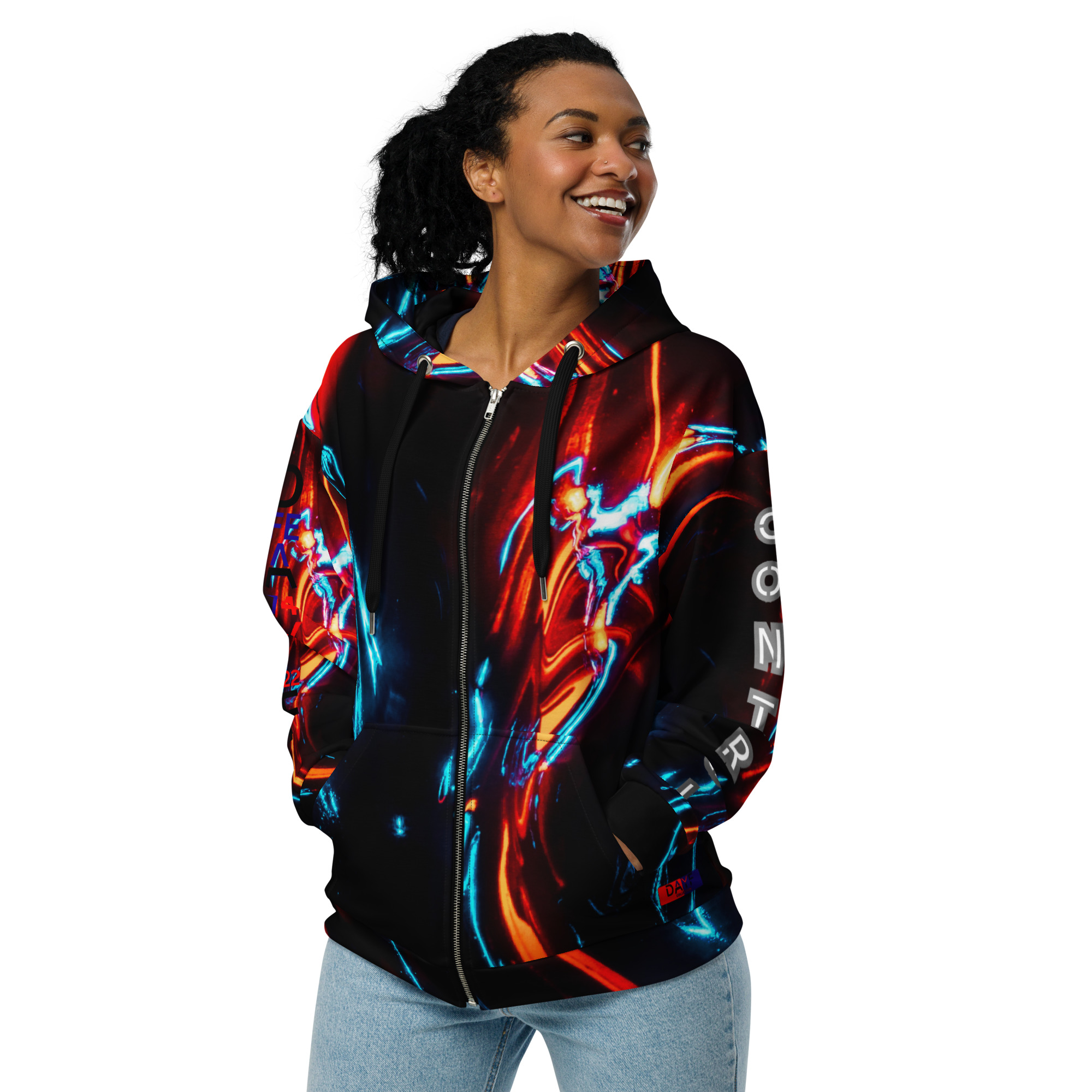 Original Dayf ES Control Serie Numero 22 Sudadera con capucha y cremallera unisex Allover Control – Bild 7