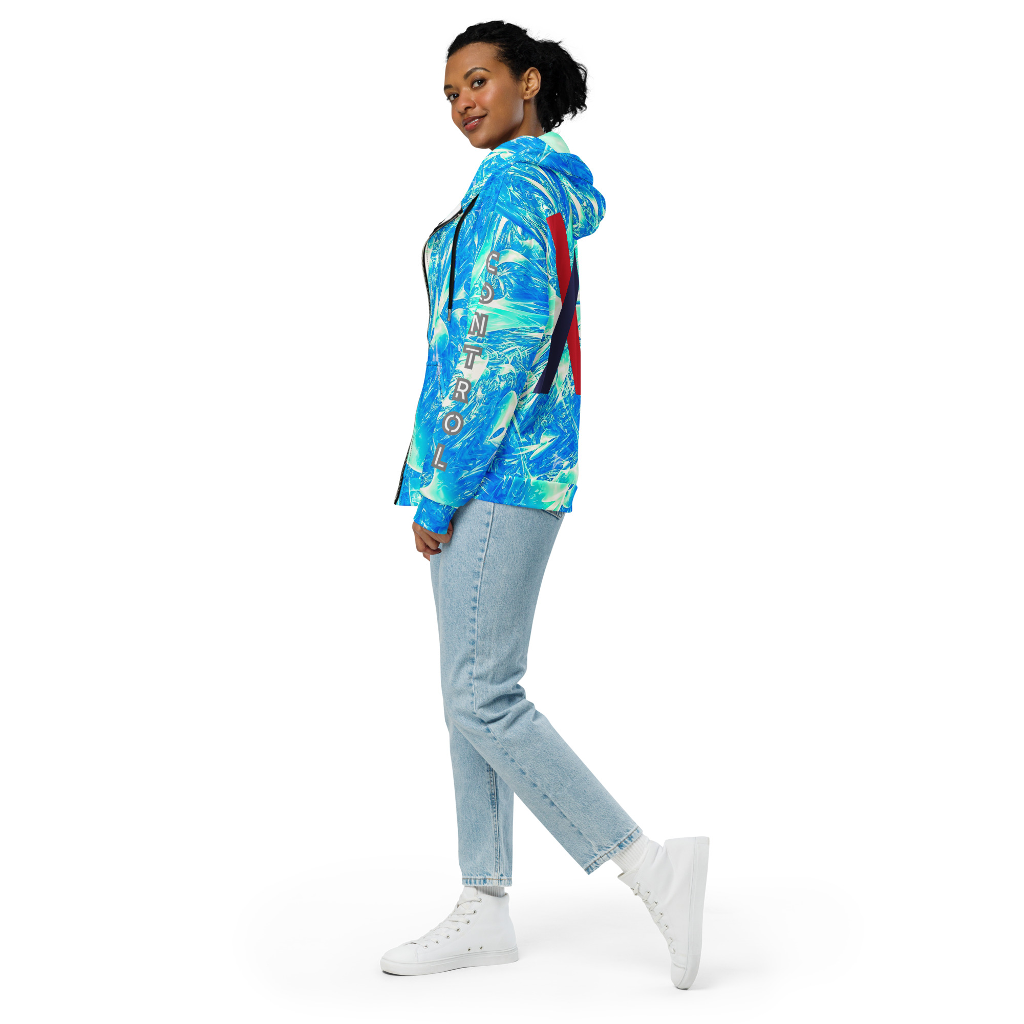 Original Dayf ES Control Serie Numero 17 Sudadera con capucha y cremallera unisex Allover Control – Bild 8