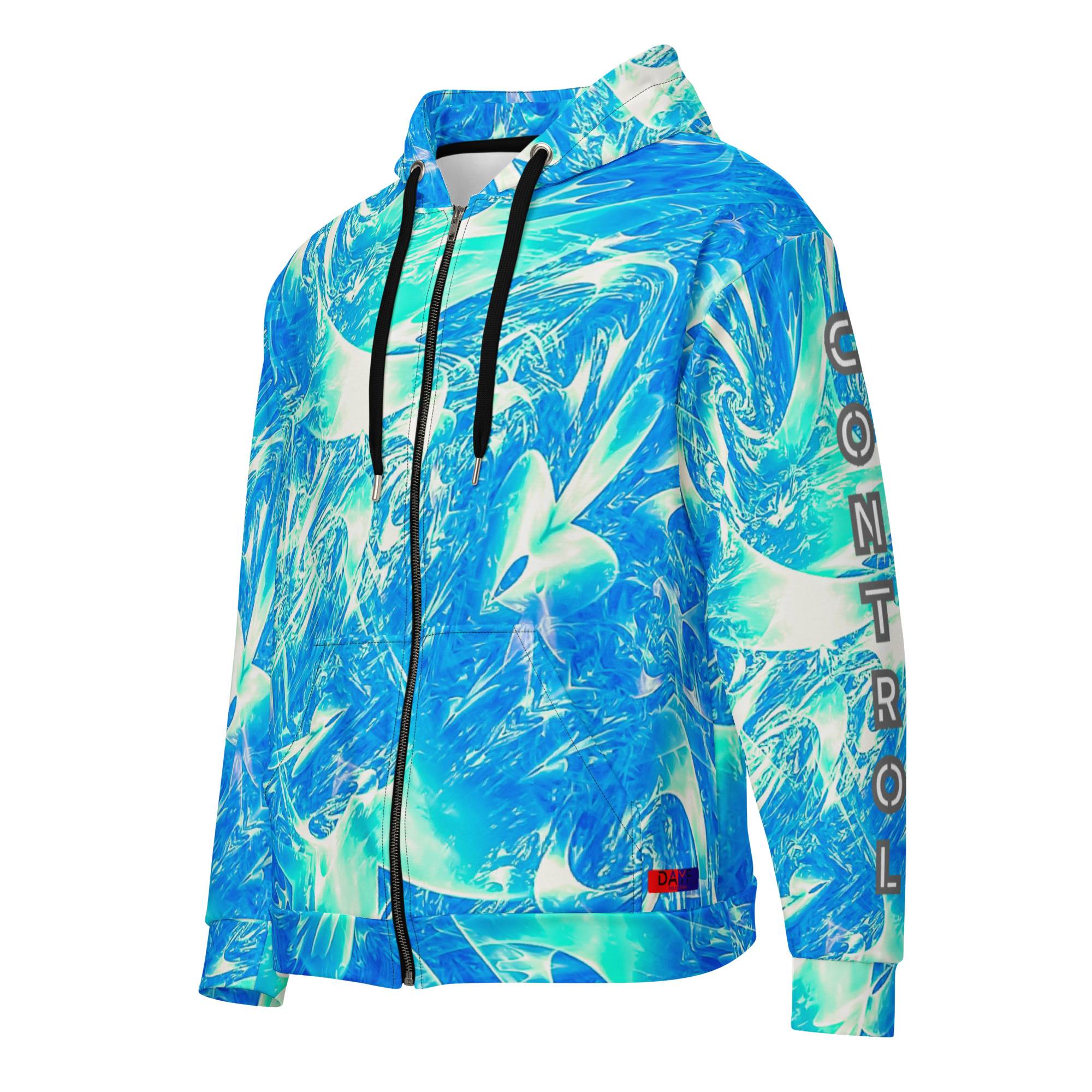 Dayf ES sudadera con cremallera allover con la palabra Control Serie Numero 17