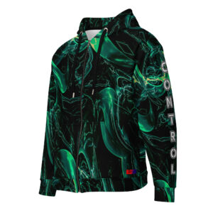 Dayf ES sudadera con cremallera allover con la palabra Control Serie Numero 18