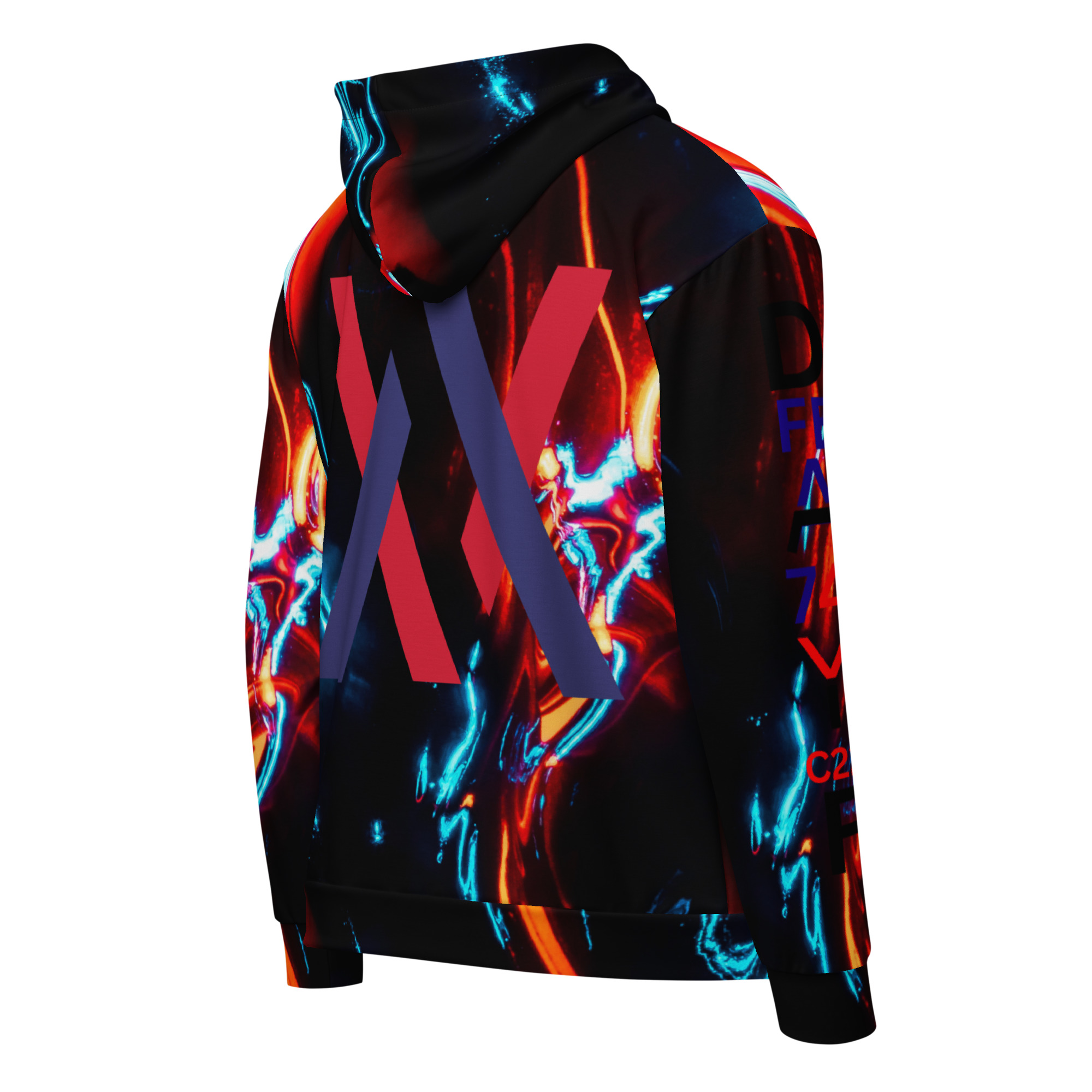 Original Dayf ES Control Serie Numero 22 Sudadera con capucha y cremallera unisex Allover Control – Bild 2