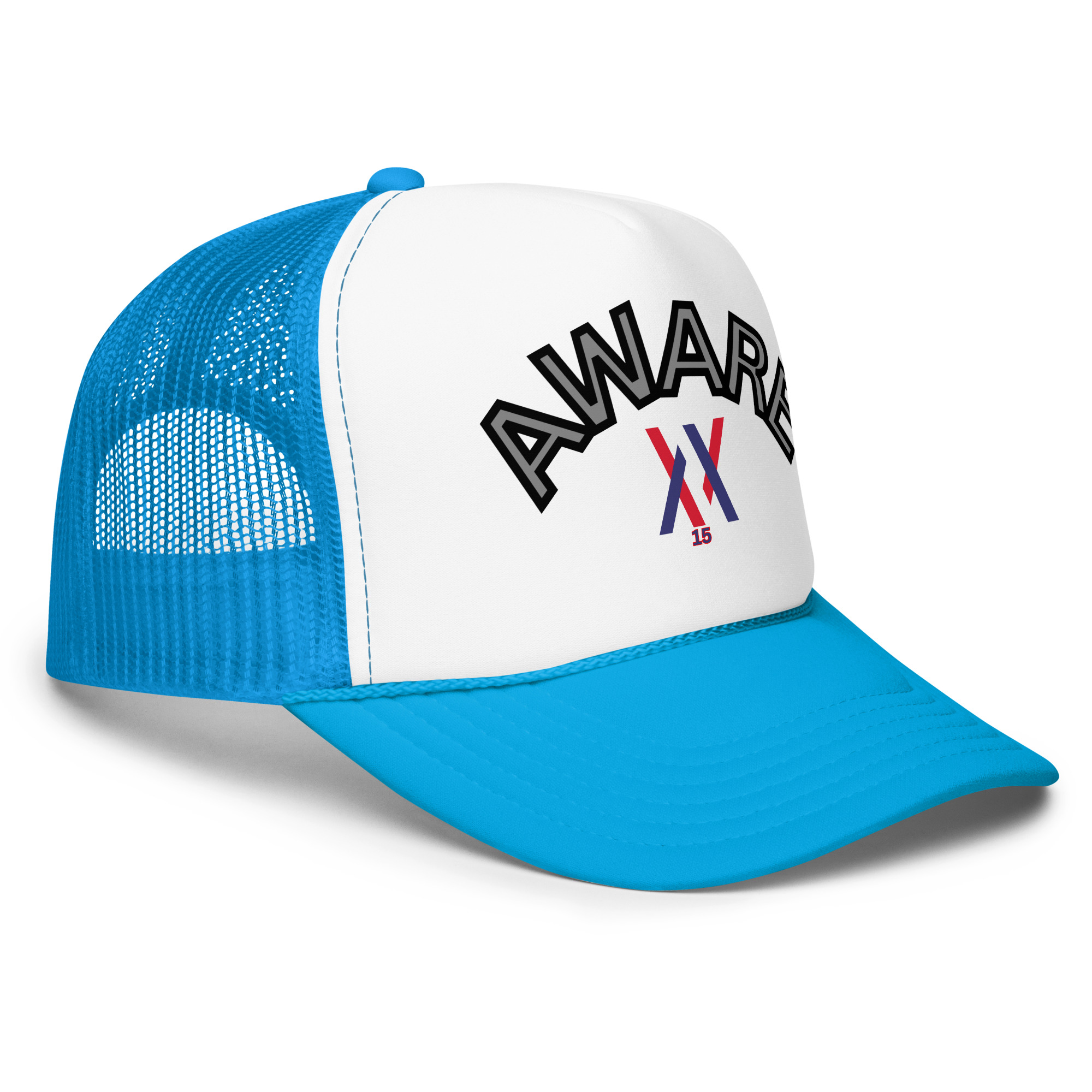 Dayf foam trucker hat with AWARE NO 15 print