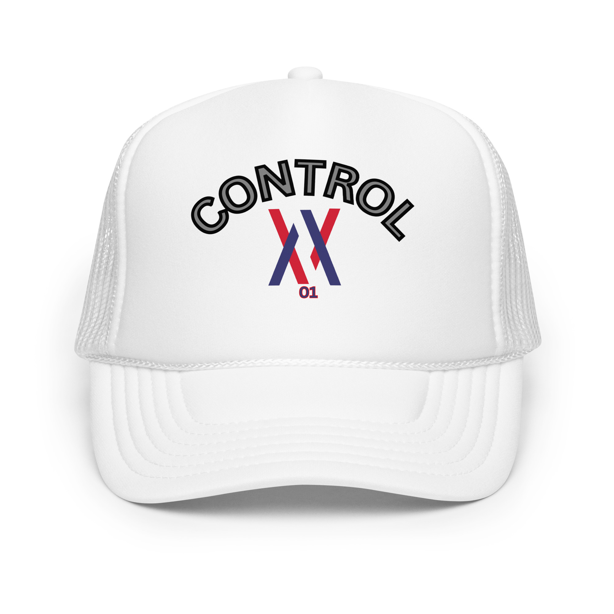 Dayf foam trucker hat with CONTROL NO 01 print