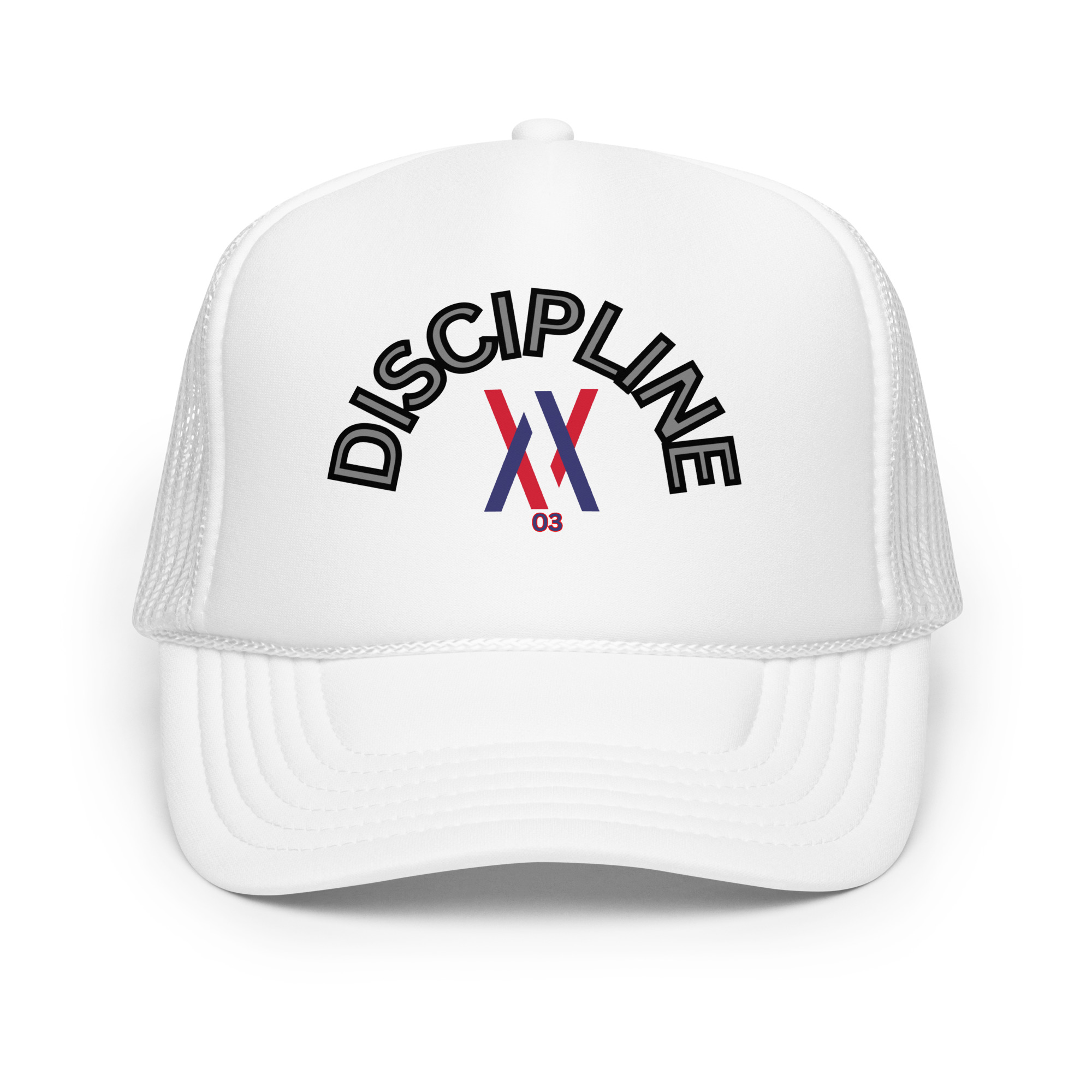 Dayf foam trucker hat with DISCIPLINE NO 03 print