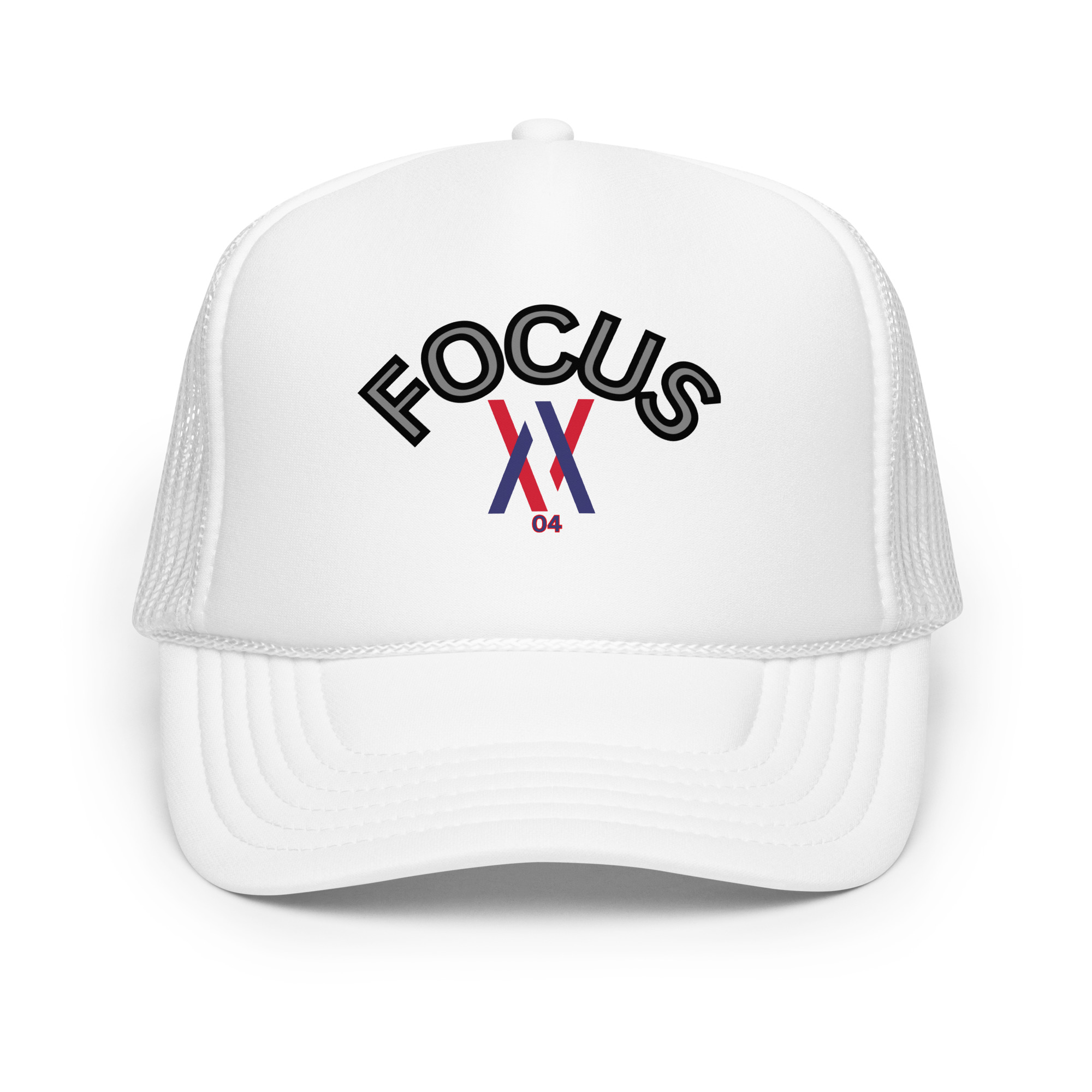 Dayf foam trucker hat with FOCUS NO 04 print