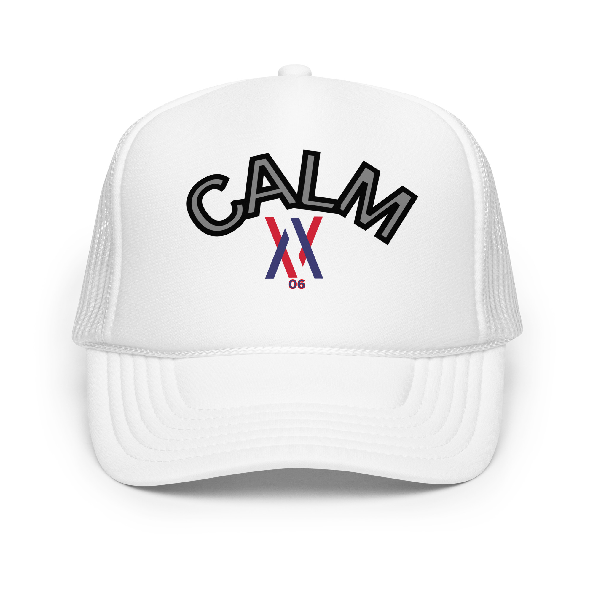 Dayf foam trucker hat with CALM NO 06 print